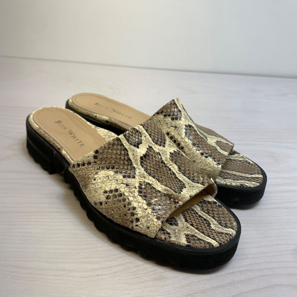 Ron White Snake All Day Heels Carley Vibram Chunky Soles Slide Sandals Size 40